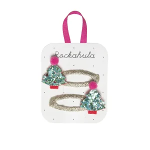 Xmas Tree Glitter Hair Clips by Rockahula