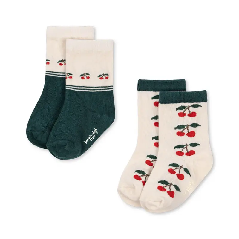 2 Pack Jacquard Socks in Cherry Mix by Konges Sljd
