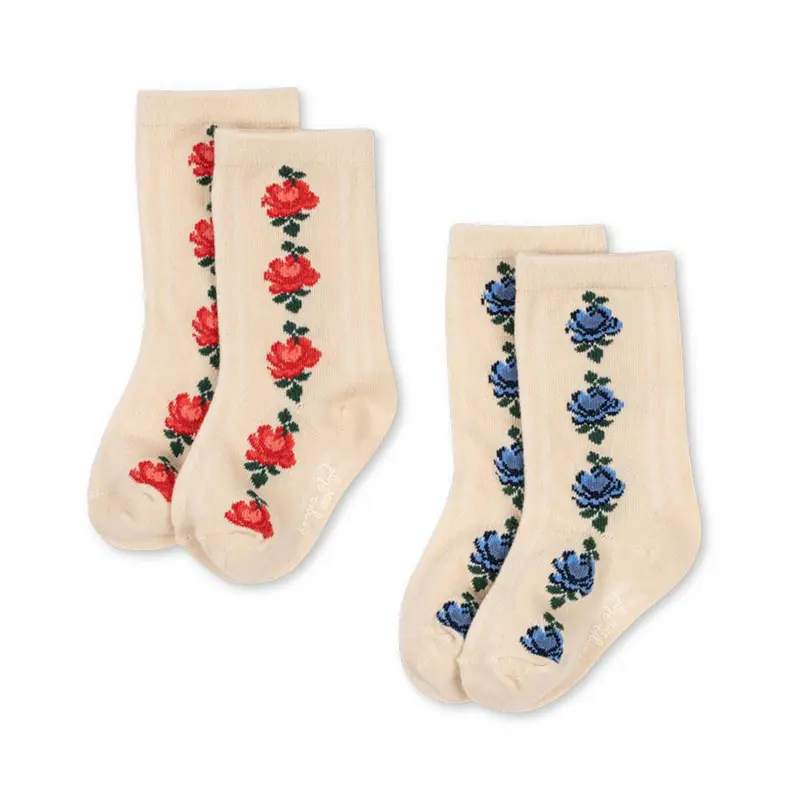 2 Pack Jacquard Socks in Rose Mix by Konges Sljd