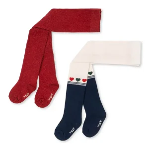2 Pack Lurex Tights in Heart Mix by Konges Sljd