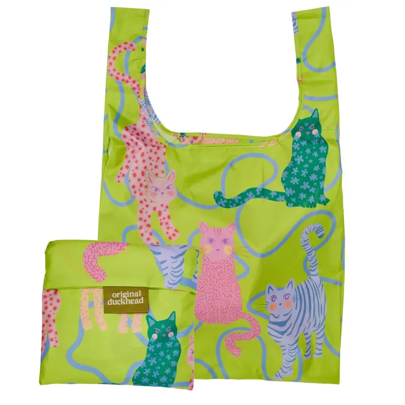 Arty Cats Eco Shopping Bag in Lime by Original Duckhead
