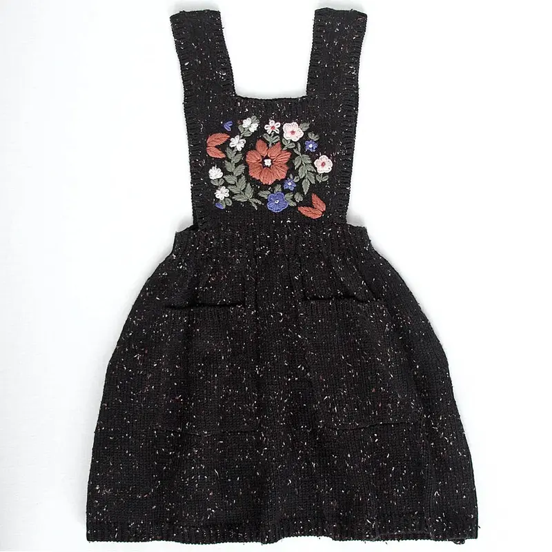 Bouquet Pinafore in Noir Tweed by Iver & Isla