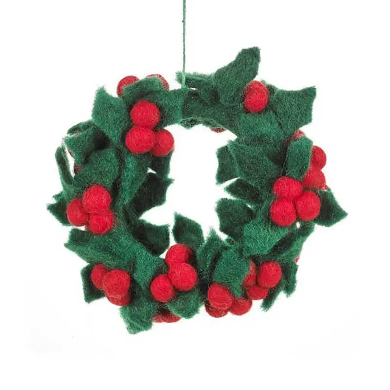 Holly Mini Wreath Hanging Christmas Decoration by Felt So Good