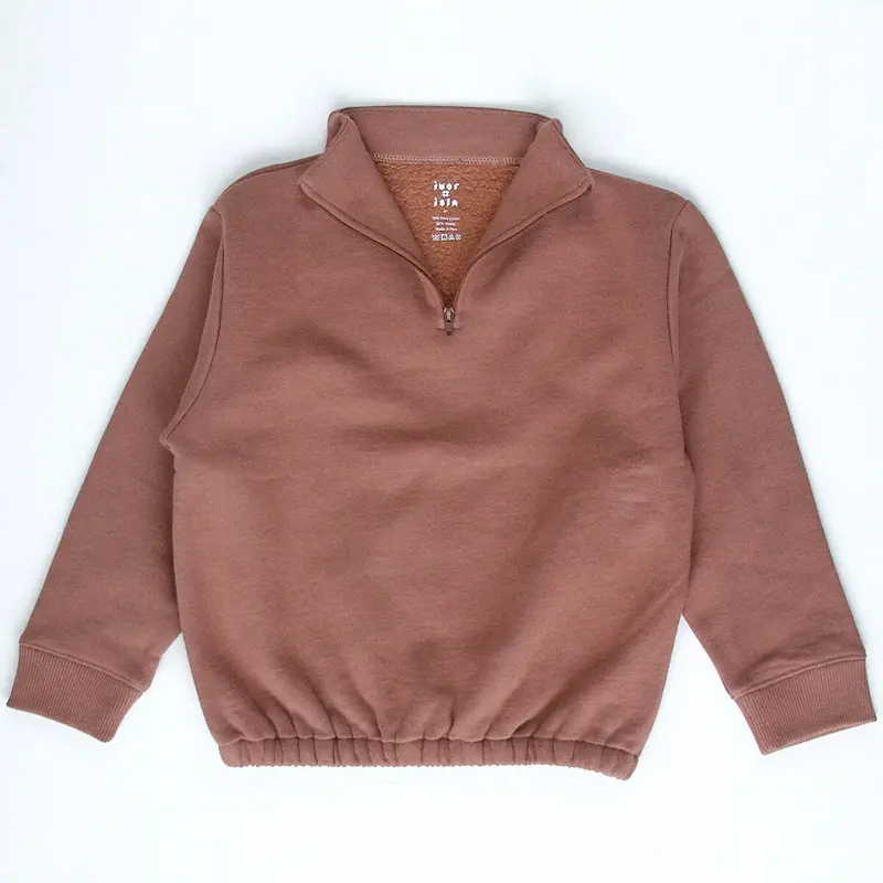 Pima Fleece Zip Sweatshirt in Nutmeg by Iver & Isla