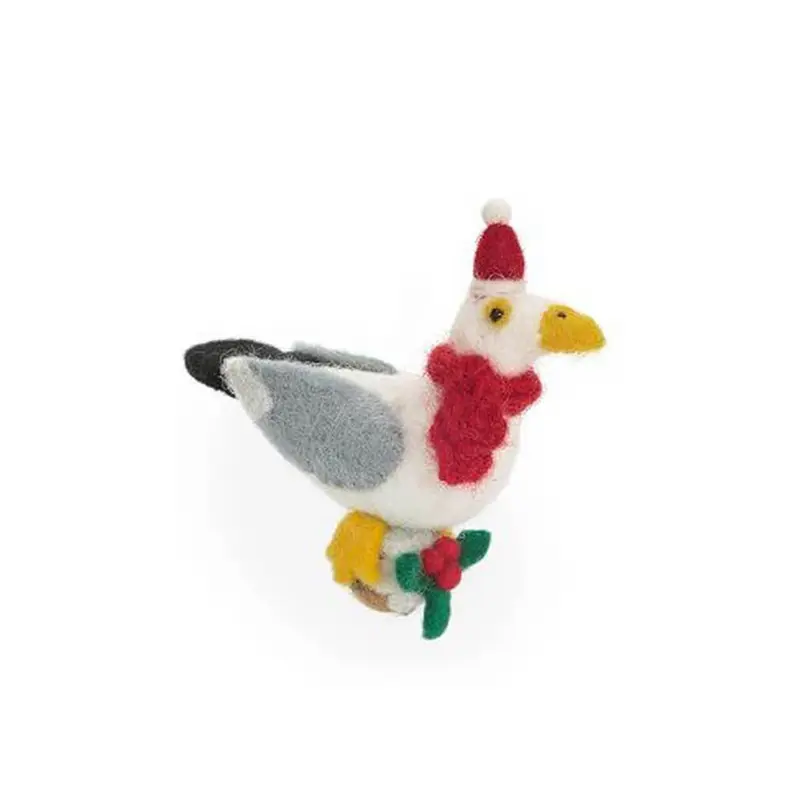Seagull With Christmas Pudding Hanging Decoration by Amica
