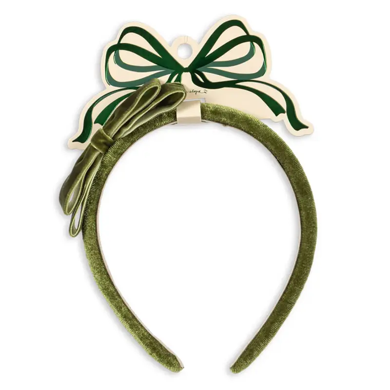 Velvet Bow Headband in Green by Konges Sljd