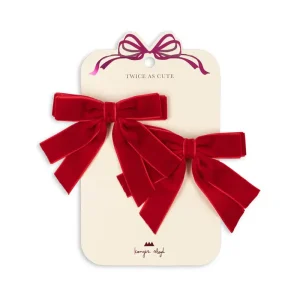 Velvet Double Bow Hair Clips (2 Pack) by Konges Sljd