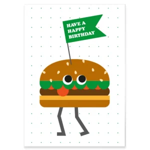 Burger Dude Greetings Card by Dicky Bird
