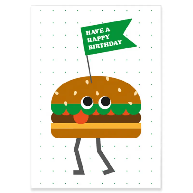 Burger Dude Greetings Card by Dicky Bird