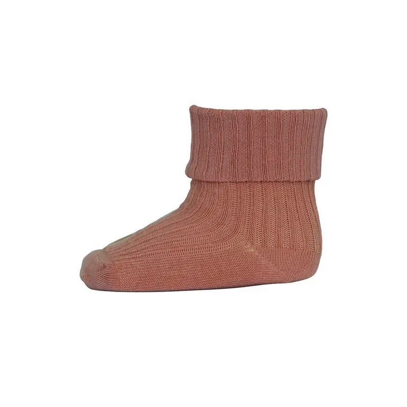 Cotton Rib Ankle Socks in Copper Brown by MP Denmark