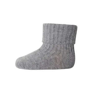Cotton Rib Ankle Socks in Grey Melange by MP Denmark