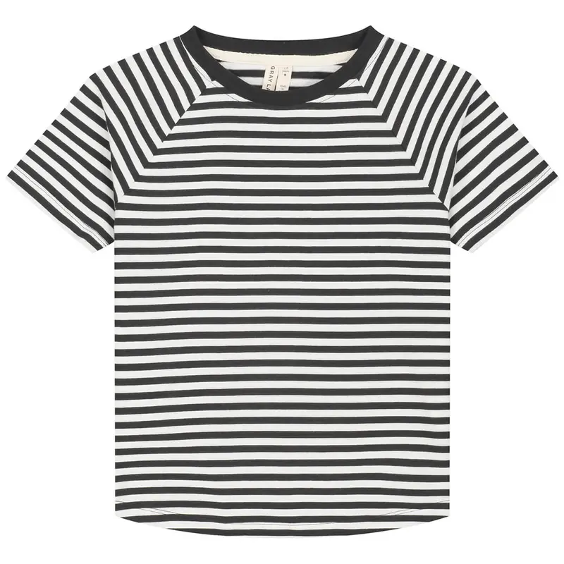 Crew Neck Tee in Nearly Black / Off White by Gray Label