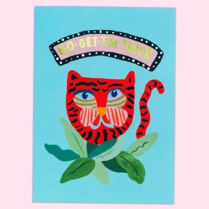 Go Get Em Tiger Greetings Card by Eleanor Bowmer