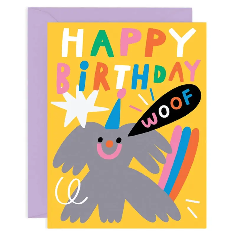 Happy Birthday Woof Greetings Card by Susie Hammer for Wrap