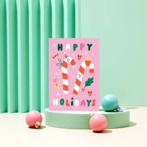 Happy Holidays Candy Canes Greetings Card by Susie Hammer for Rumble Cards