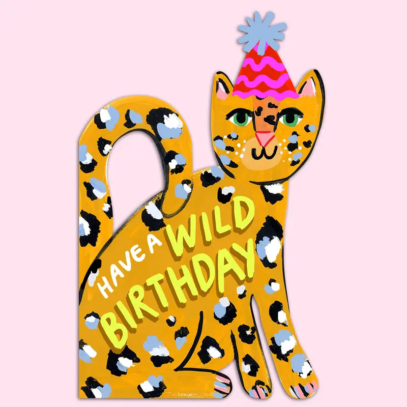 Leopard Shaped Greetings Card by Eleanor Bowmer