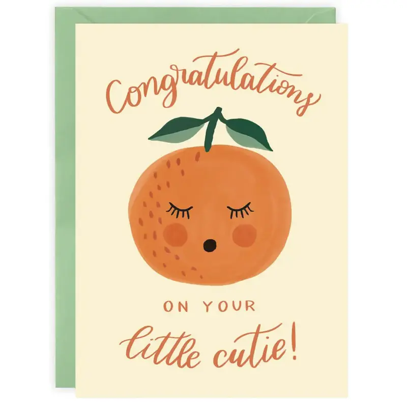 Little Cutie Orange Baby Greetings Card by LoveLight Paper