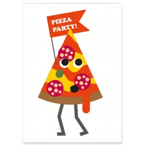 Pizza Guy Greetings Card by Dicky Bird