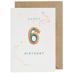 Rainbow Embroidered Age Card by Petra Boase - Age 6