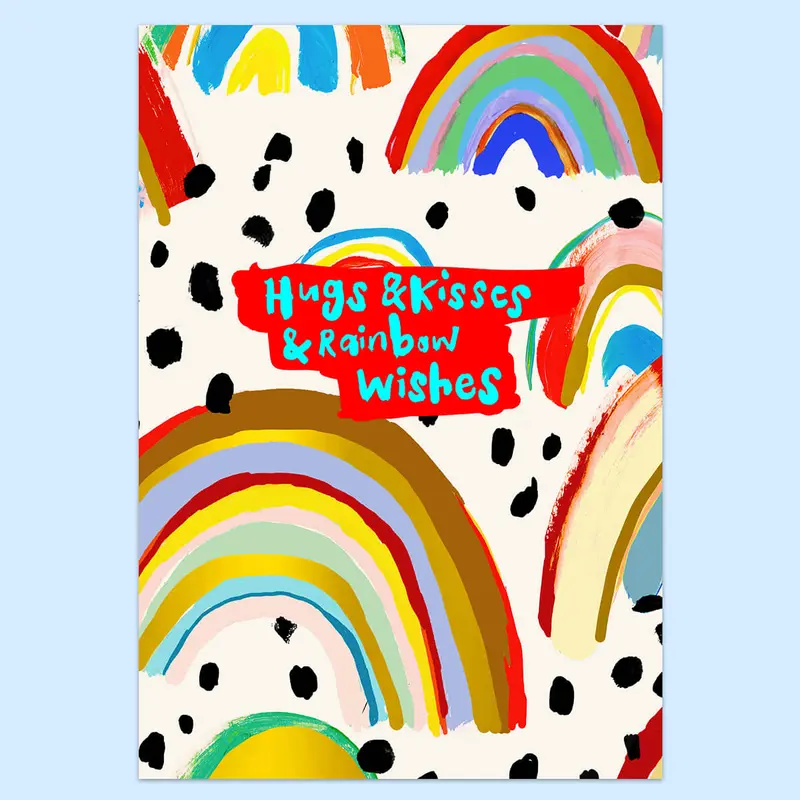 Rainbow Kisses Greetings Card by Eleanor Bowmer