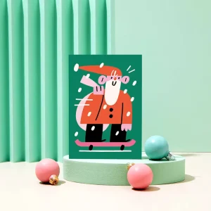Skating Santa Christmas Greetings Card by Susie Hammer for Rumble Cards