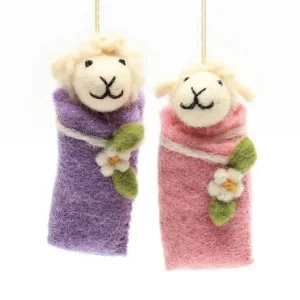 Swaddling Lambs Felt Hanging Decoration by Amica