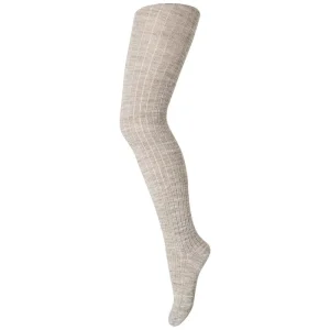 Wool Rib Tights in Light Brown Melange by MP Denmark