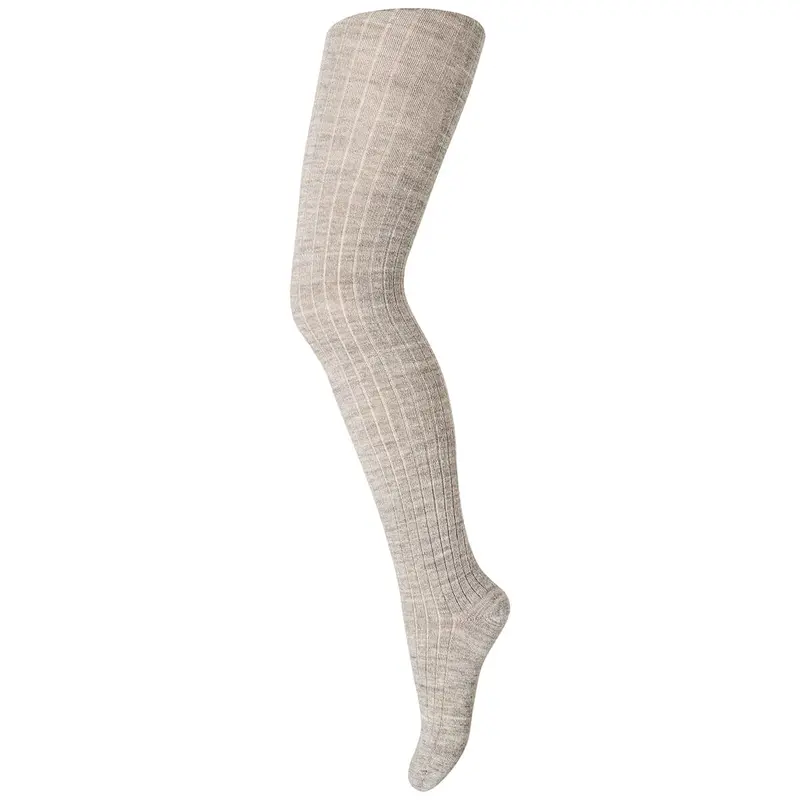 Wool Rib Tights in Light Brown Melange by MP Denmark