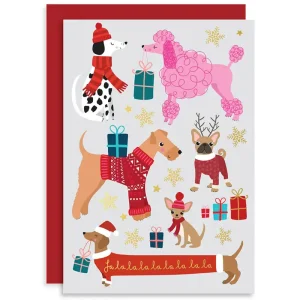 Xmas Dogs Christmas Greetings Card by Mifkins