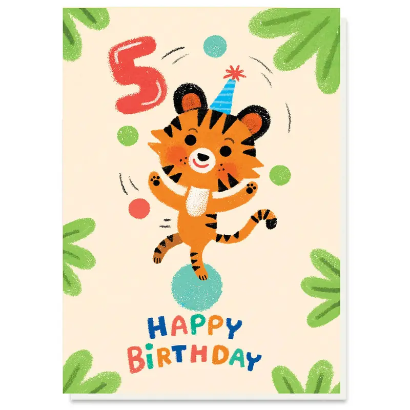 5th Birthday Juggler Greetings Card by Grace Habib for Stormy Knight