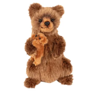 Brown Mama Bear With Baby (31cm) by Hansa