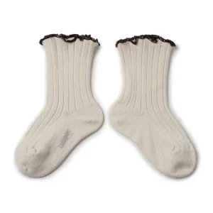 Delphine Lettuce Trim Ribbed Ankle Socks in Doux Agneaux by Collegien