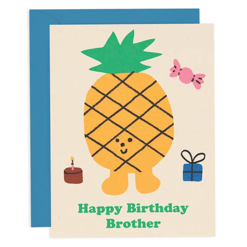 Happy Birthday Brother Greetings Card by Maria Ramos for Wrap