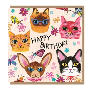 Kitsch Cats Birthday Greetings Card by Emma Jayne for Earlybird Designs