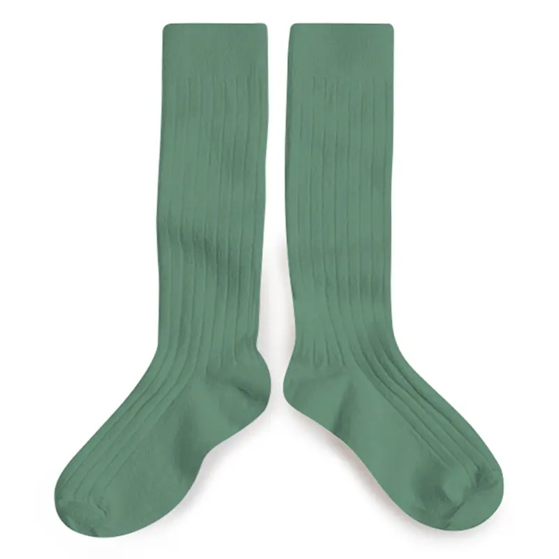 La Haute Ribbed Knee High Socks in Celadon by Collegien