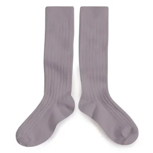 La Haute Ribbed Knee High Socks in Glycine Du Japon by Collegien