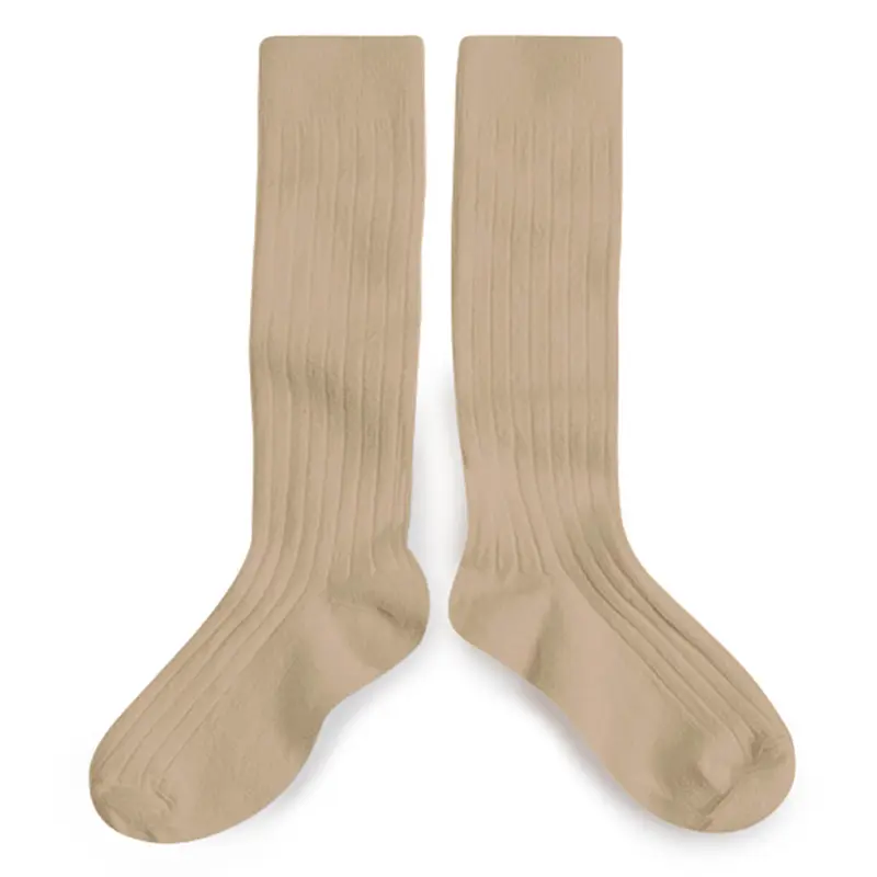 La Haute Ribbed Knee High Socks in Petite Taupe by Collegien