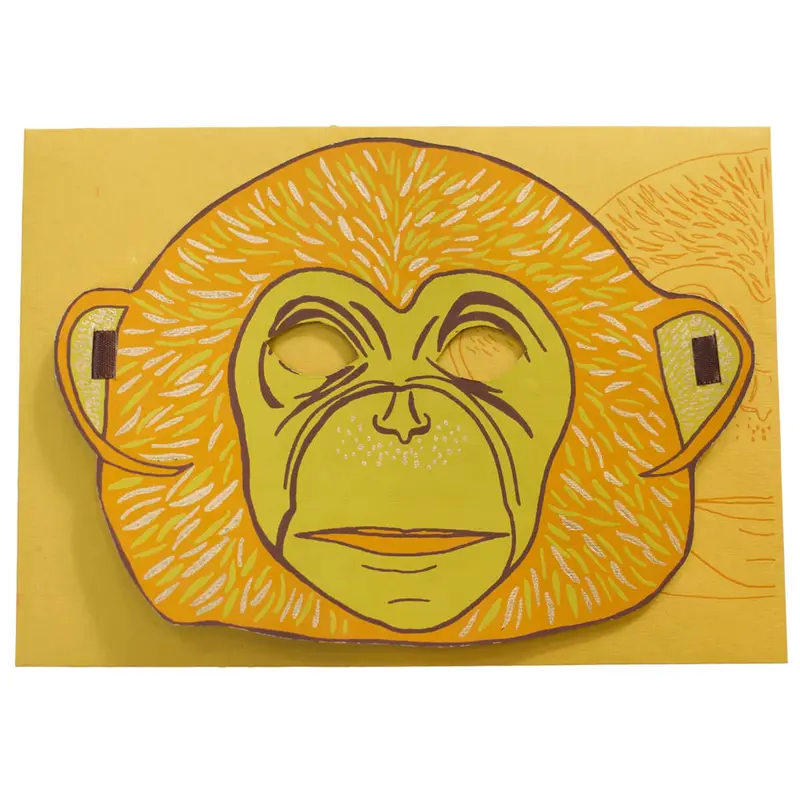 Monkey Mask Greetings Card by East End Press