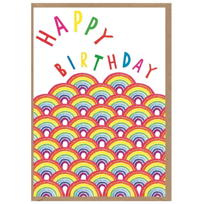 Neon Rainbows Birthday Greetings Card by Dominic Early for Earlybird Designs