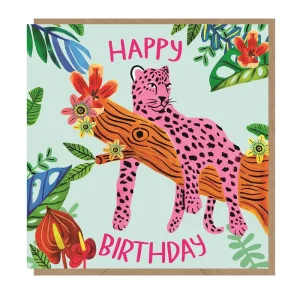 Pink Leopard Birthday Greetings Card by Emma Jayne for Earlybird Designs