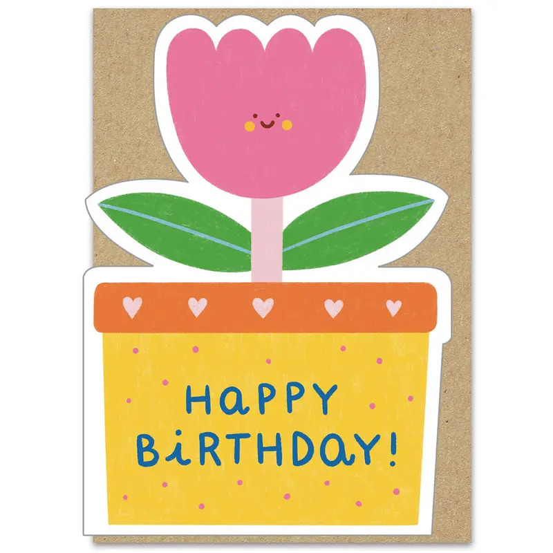 Pink Tulip Birthday Greetings Card by Marylou Chalon for Stormy Knight