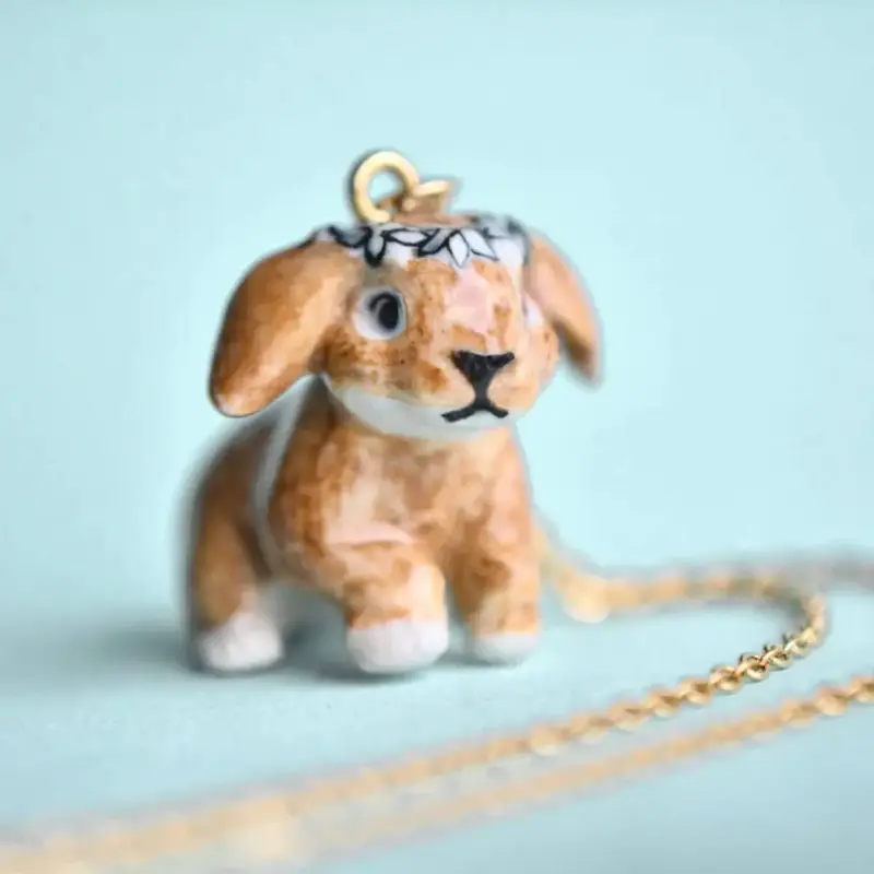 Spring Bunny Ceramic Pendant by Camp Hollow