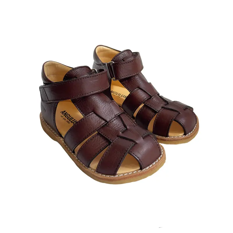 Fisherman Starter Sandals in Dark Brown (Wide Fit) by Angulus