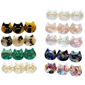 Kitty Trio Hair Clip (6cm) in Various Colours by Hello Sakura