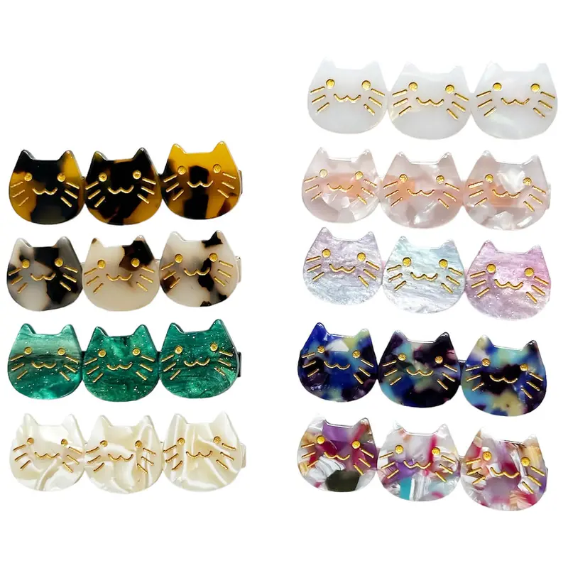 Kitty Trio Hair Clip (6cm) in Various Colours by Hello Sakura