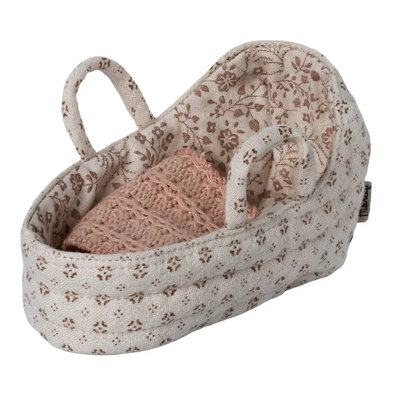 Mini Carrycot for Baby Mouse (10cm) in Natural by Maileg