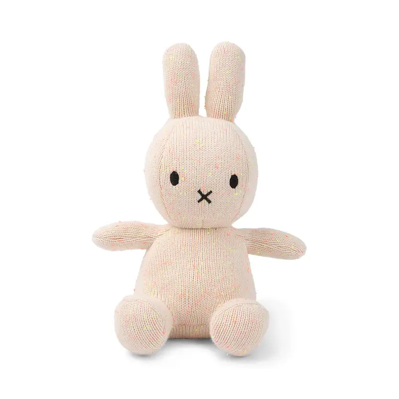 Small Organic Cotton Knit Miffy in Pink and Yellow Melange (23cm) by Bon Ton Toys