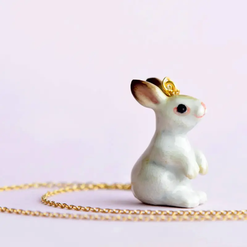 White Rabbit Ceramic Pendant by Camp Hollow