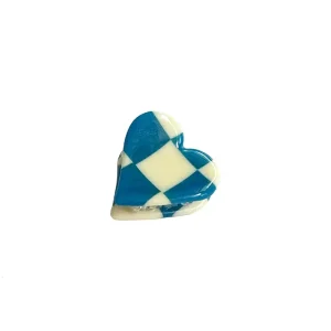 Checkerboard Heart Mini Hair Claw (2cm) in Blue by Hello Sakura