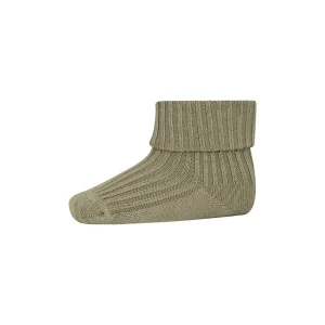 Cotton Rib Ankle Socks in Silver Sage by MP Denmark